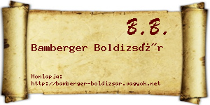 Bamberger Boldizsár névjegykártya